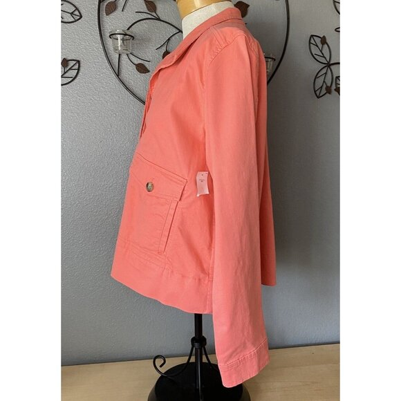 Gap Jacket Womens Large Long Sleeve Button Up Denim Ladies New Color Salmon Pink - Picture 5 of 10